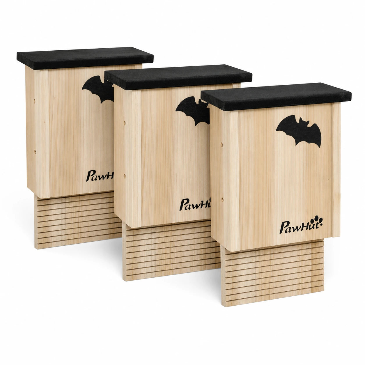 Lot de 3 abris à chauves-souris en bois noir — photo 3