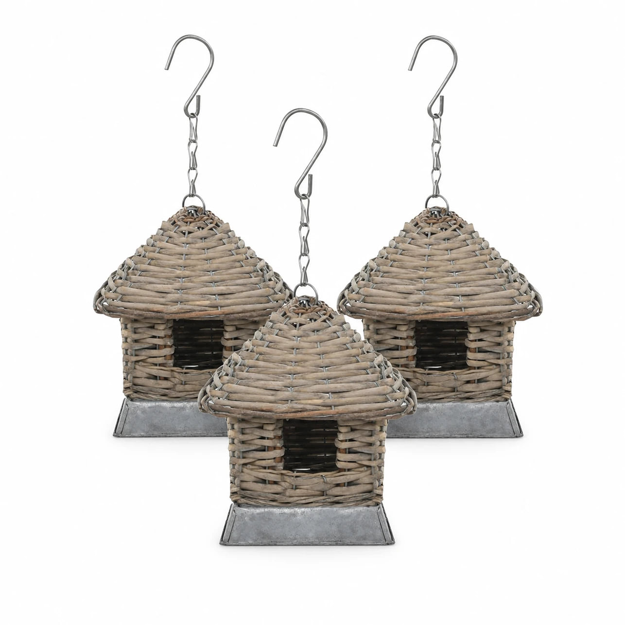 Lot de 3 nichoirs en osier marron — photo 3
