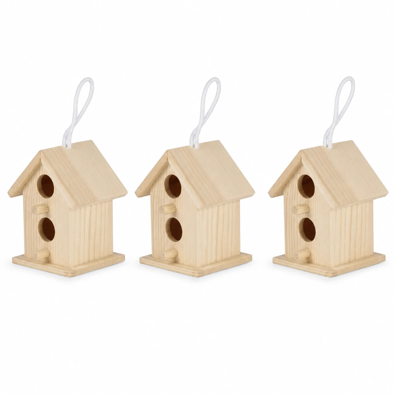 Lot de 3 nichoirs en bois beige — photo 3