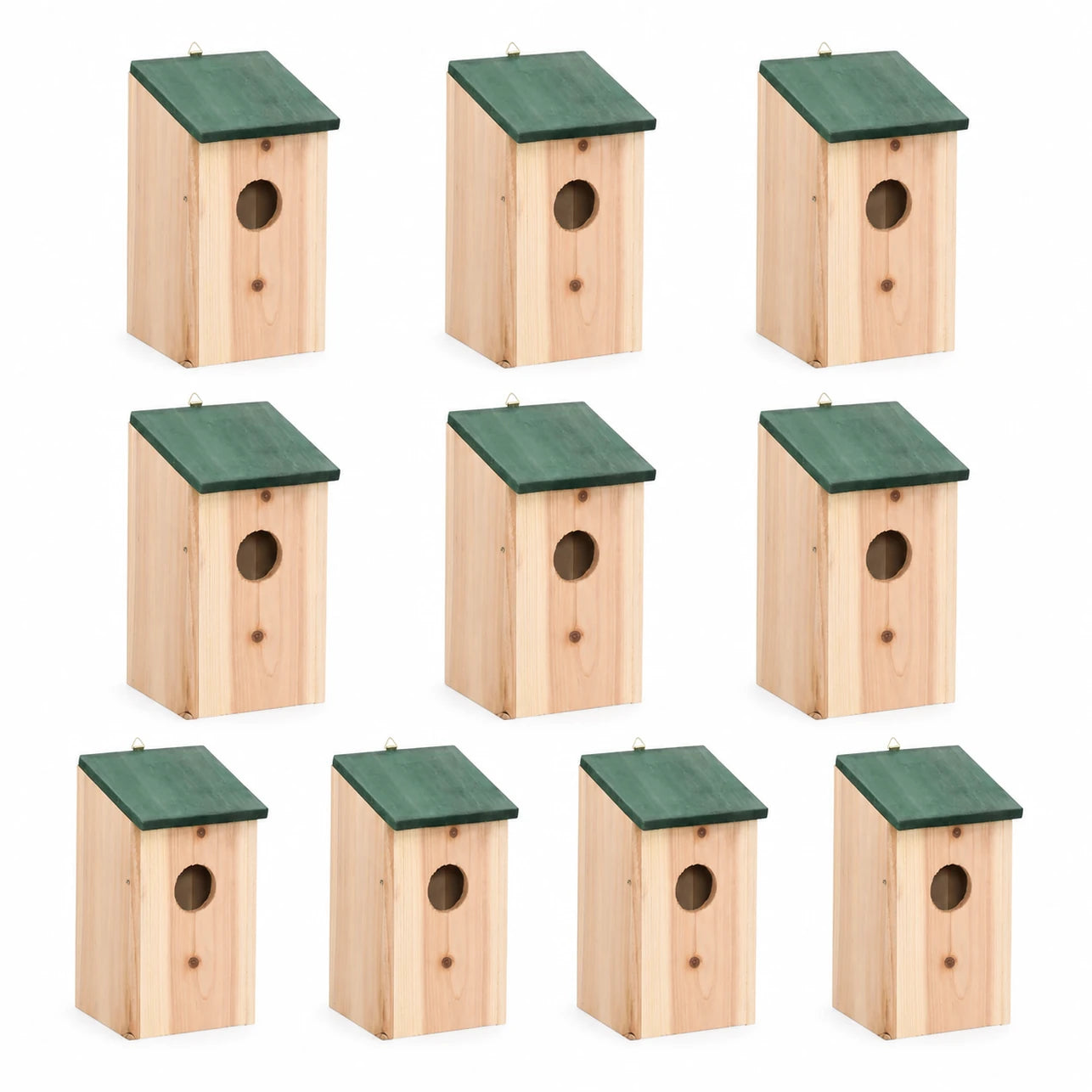 Lot de 10 nichoirs en sapin vert format 12 × 12 × 22 cm — photo 3