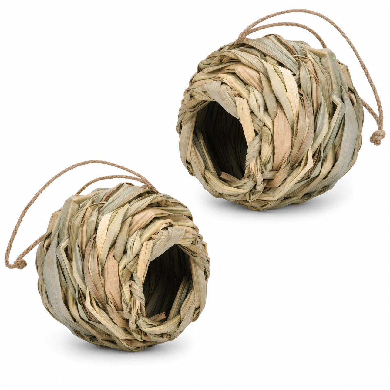 Lot de 2 nichoirs suspendus ronds en fibres tressées — photo 3