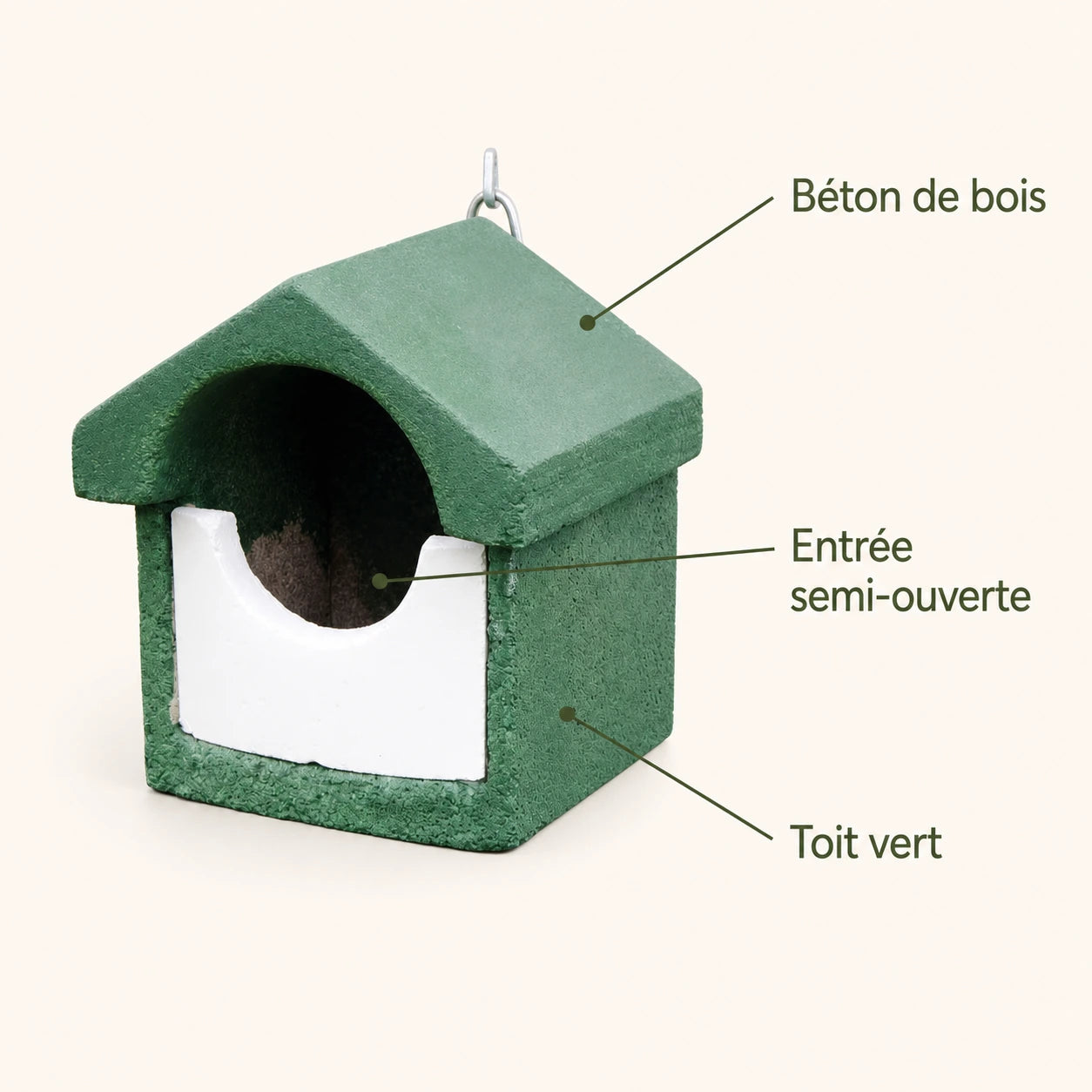 Nichoir semi-ouvert compact en béton de bois — photo 4