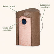 Nichoir arrondi suspendu en béton de bois 45 mm — photo 4