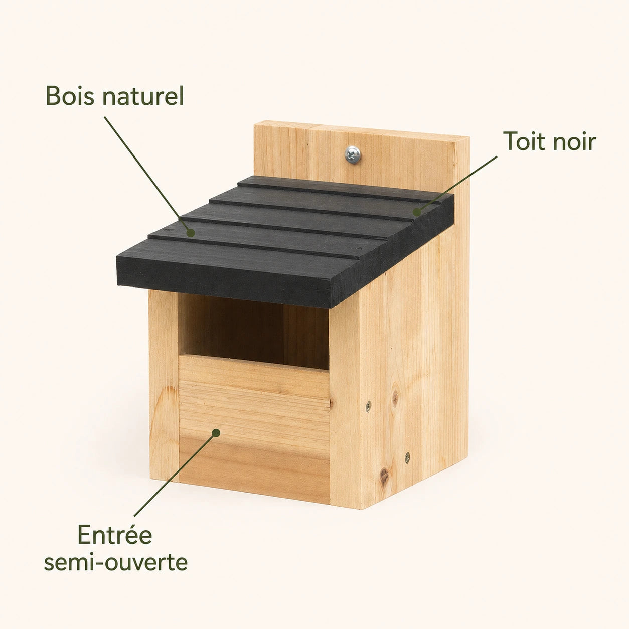 Nichoir semi-ouvert à toiture noire — photo 4