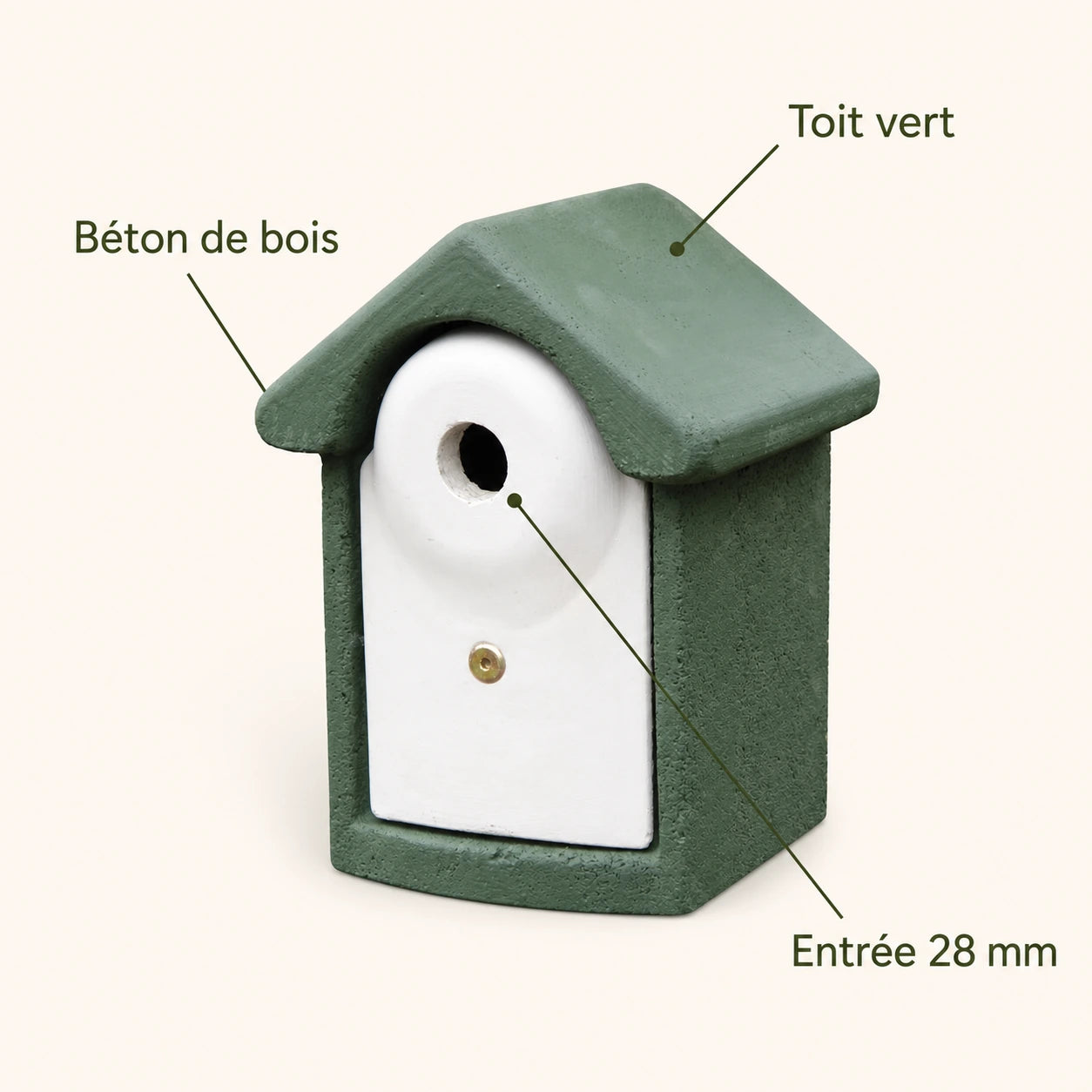Nichoir vert en béton de bois 28 mm — photo 4