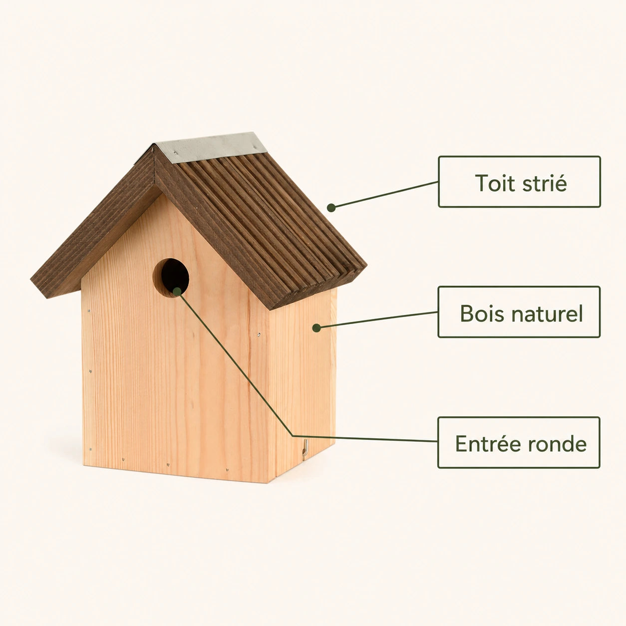 Nichoir en bois à toit rainuré 27 mm — photo 4