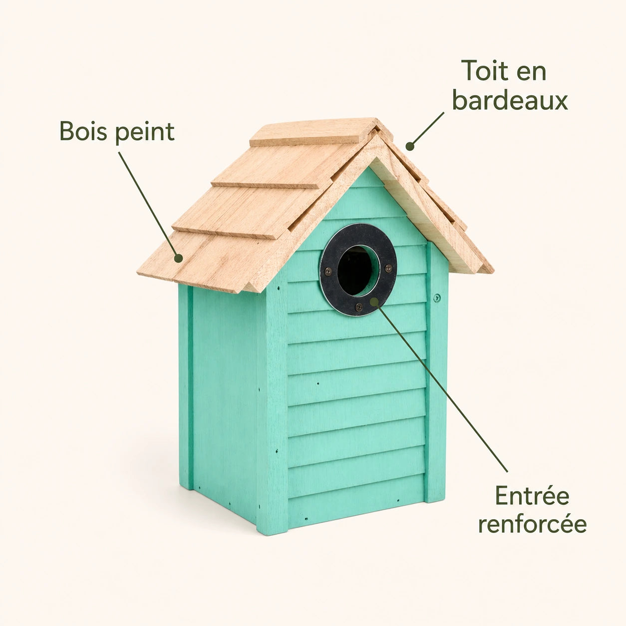 Nichoir vert à toit de bardeaux — photo 4