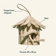 Nichoir rond en bois d'albésia 20 x 18 cm — photo 4