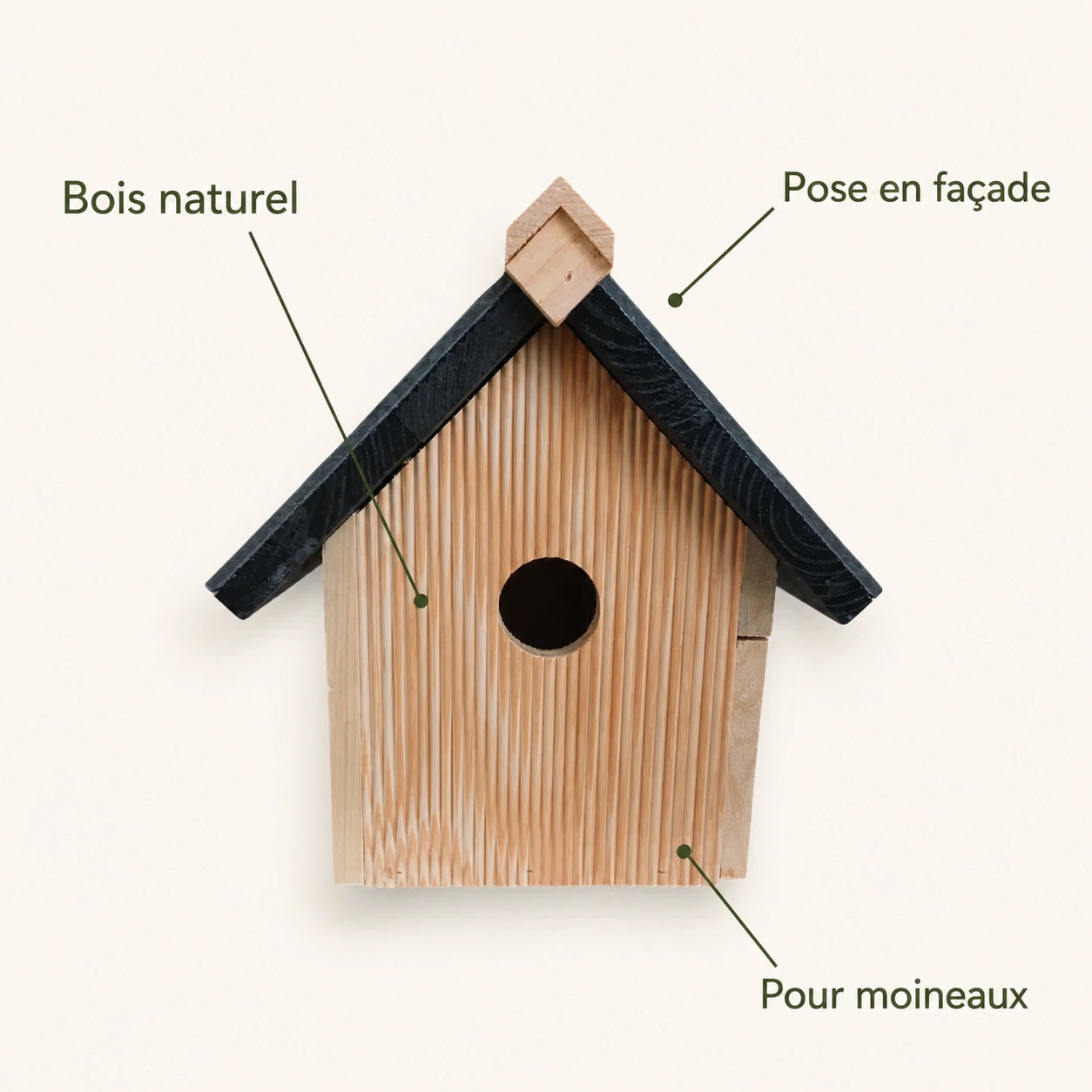 Nichoir mural en bois naturel — photo 4