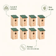 Lot de 8 nichoirs en bois de pin — photo 4