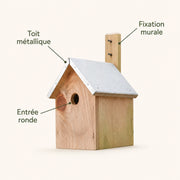 Nichoir maisonnette en bois clair à toit de zinc — photo 4