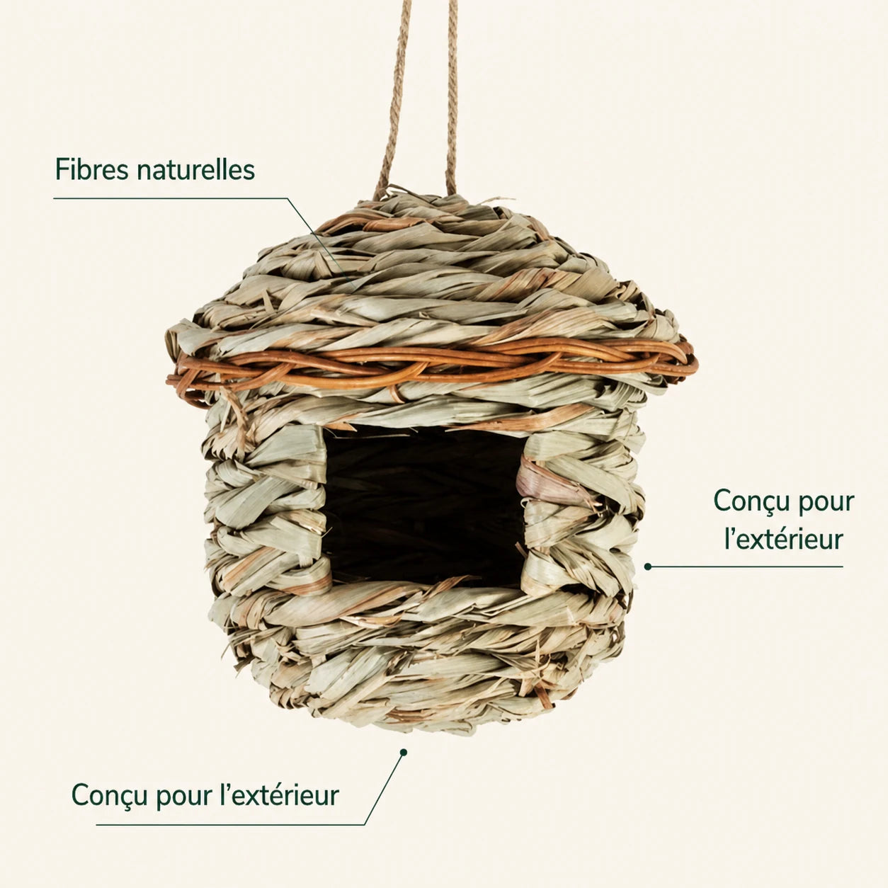 Nichoir à oiseaux tissé en herbe de roseau — photo 4