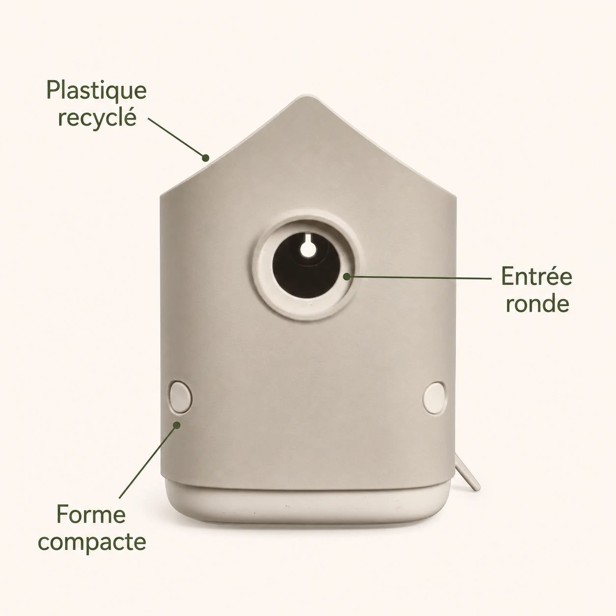 Nichoir recyclé beige 18 cm — photo 4