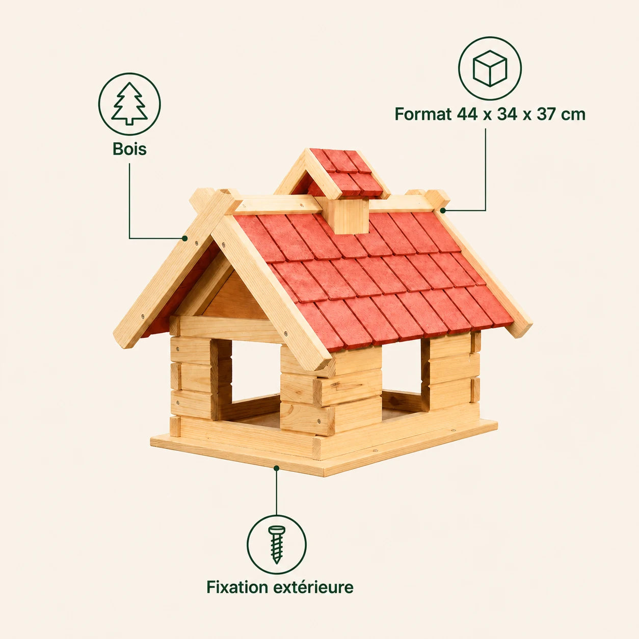 Mangeoire chalet XXL en bois — photo 4