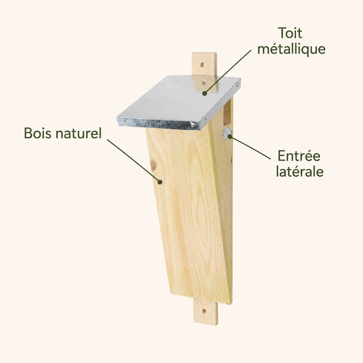 Nichoir élancé en bois à toit de zinc — photo 4