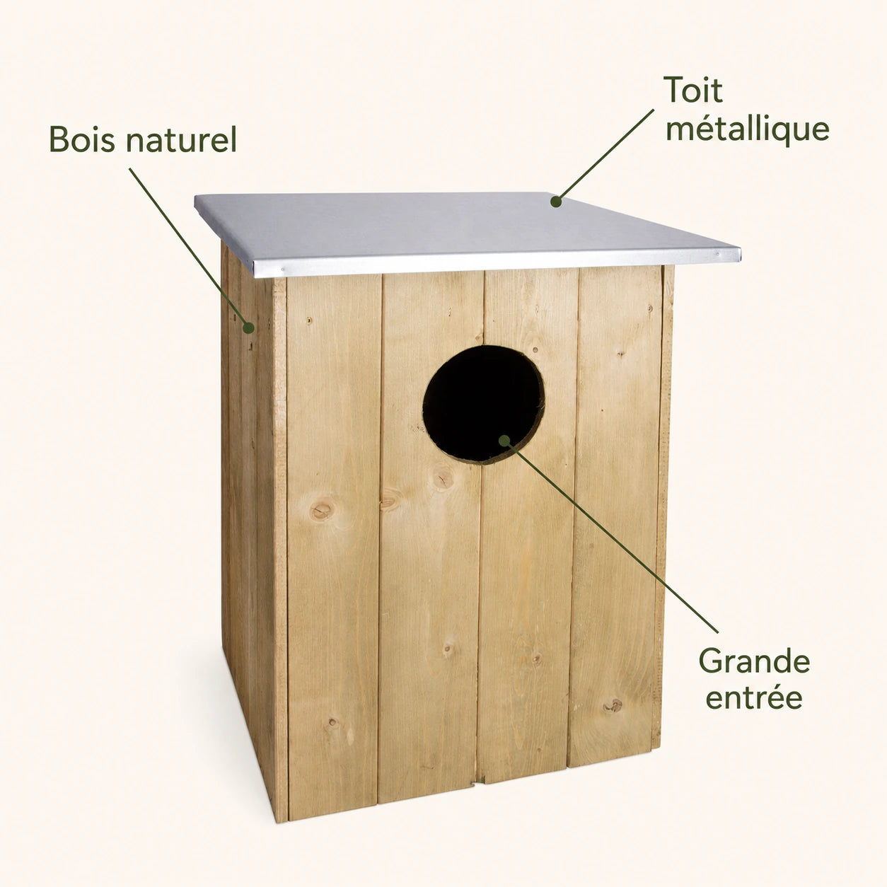 Nichoir grand volume en bois à toit plat de zinc — photo 4