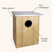 Nichoir grand volume en bois à toit plat de zinc — photo 4