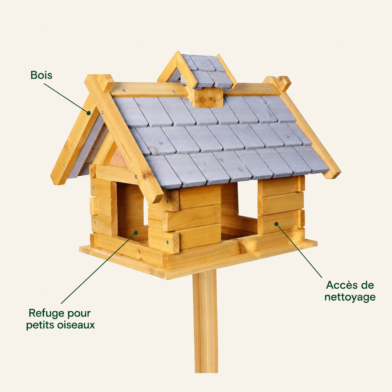 Nichoir en bois gris pour oiseaux — photo 4