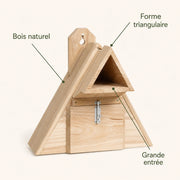 Nichoir triangulaire en bois à entrée ouverte — photo 4