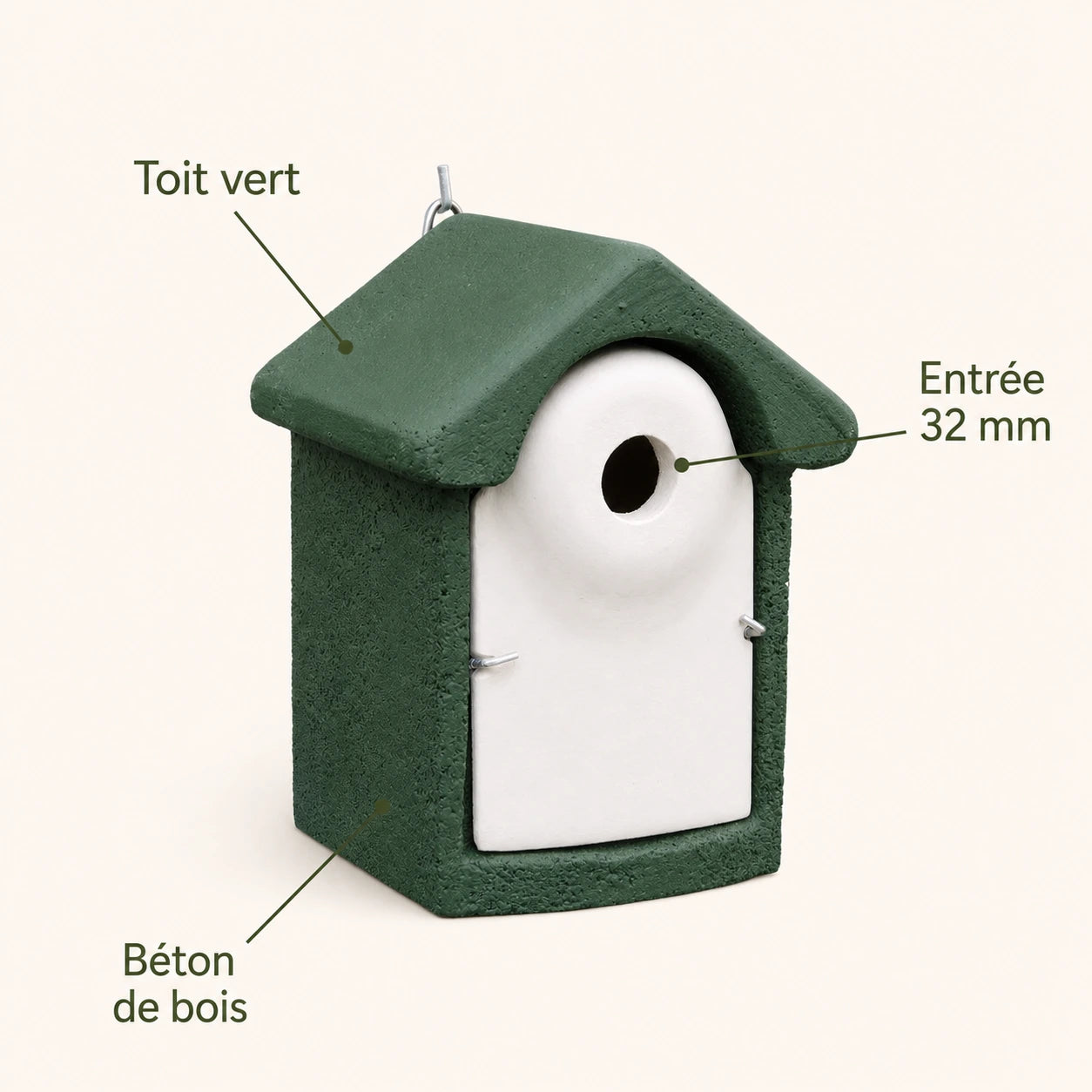 Nichoir vert en béton de bois 32 mm — photo 4