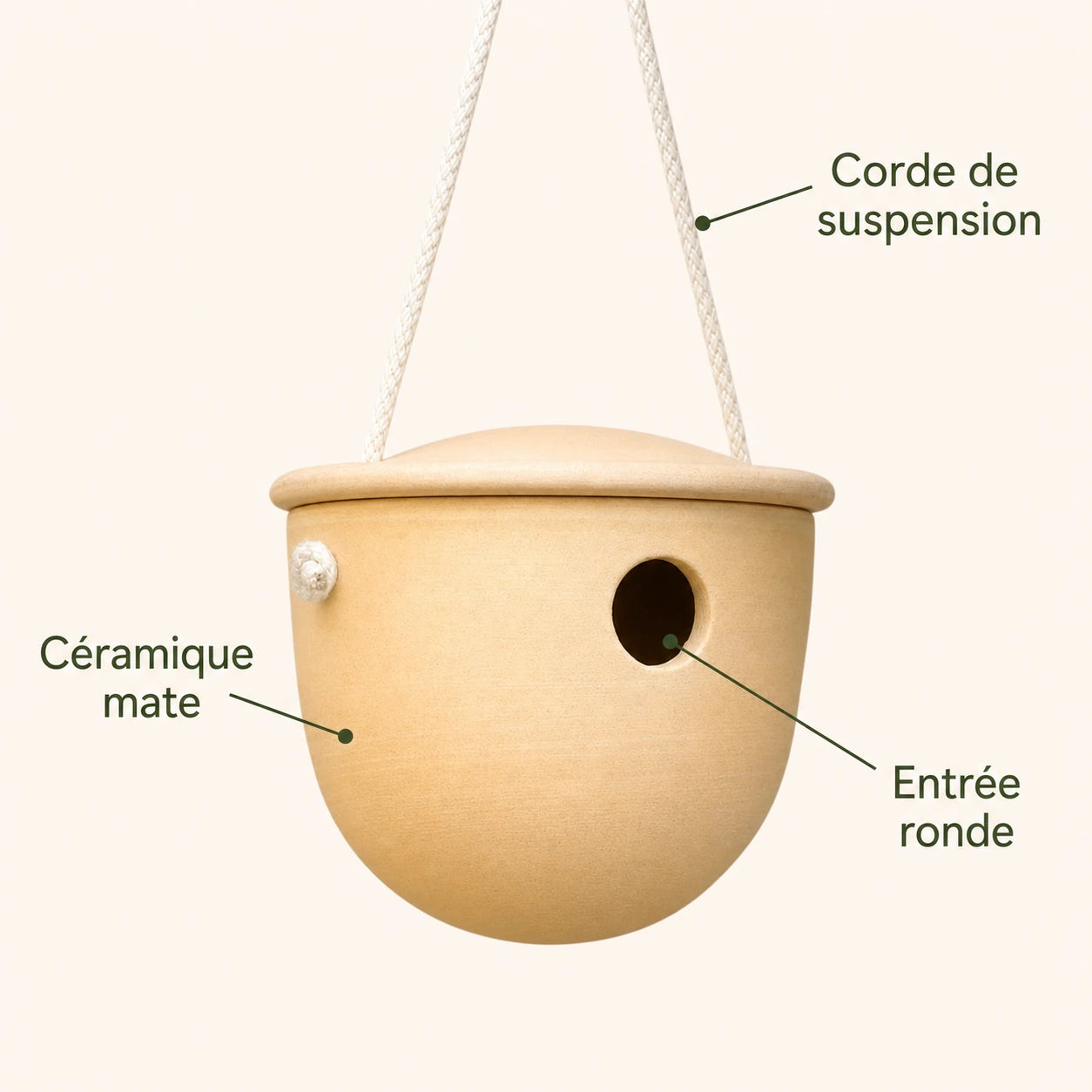 Nichoir en céramique avec corde — photo 4