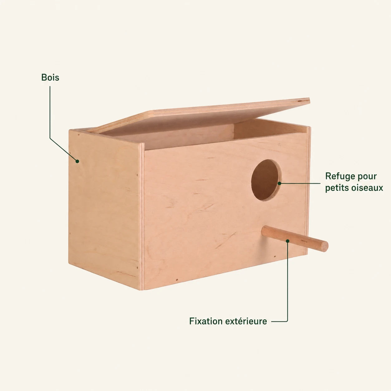 Nichoir pour oiseaux en bois premium — photo 4