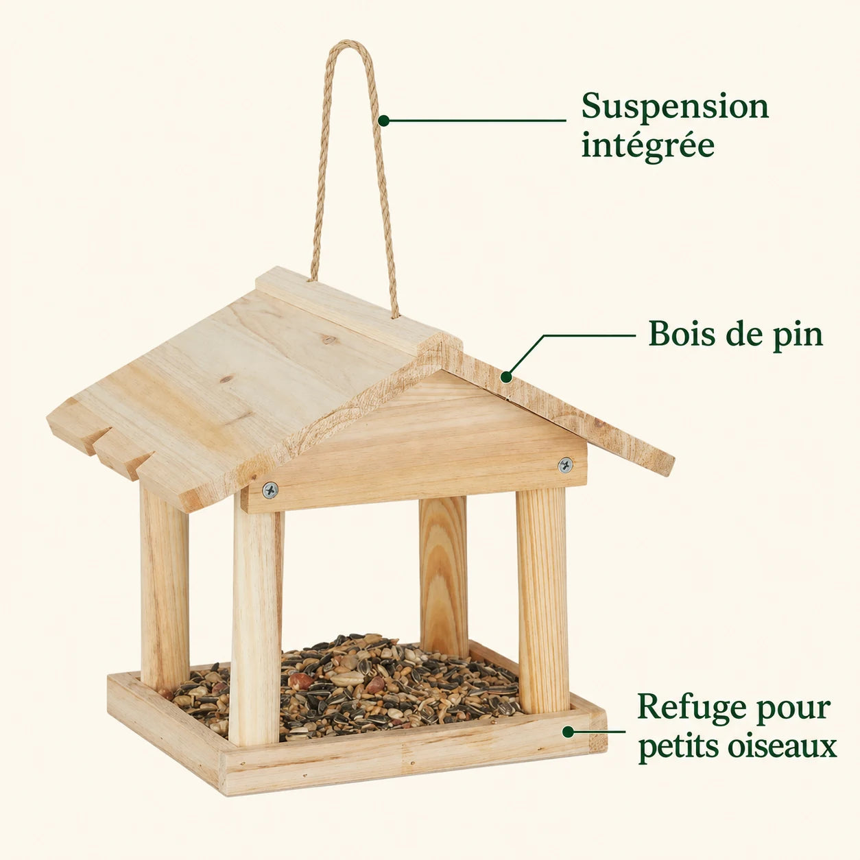 Nichoir suspendu en bois — photo 4