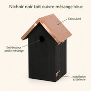 Nichoir noir à toit cuivré hauteur 26 cm — photo 4