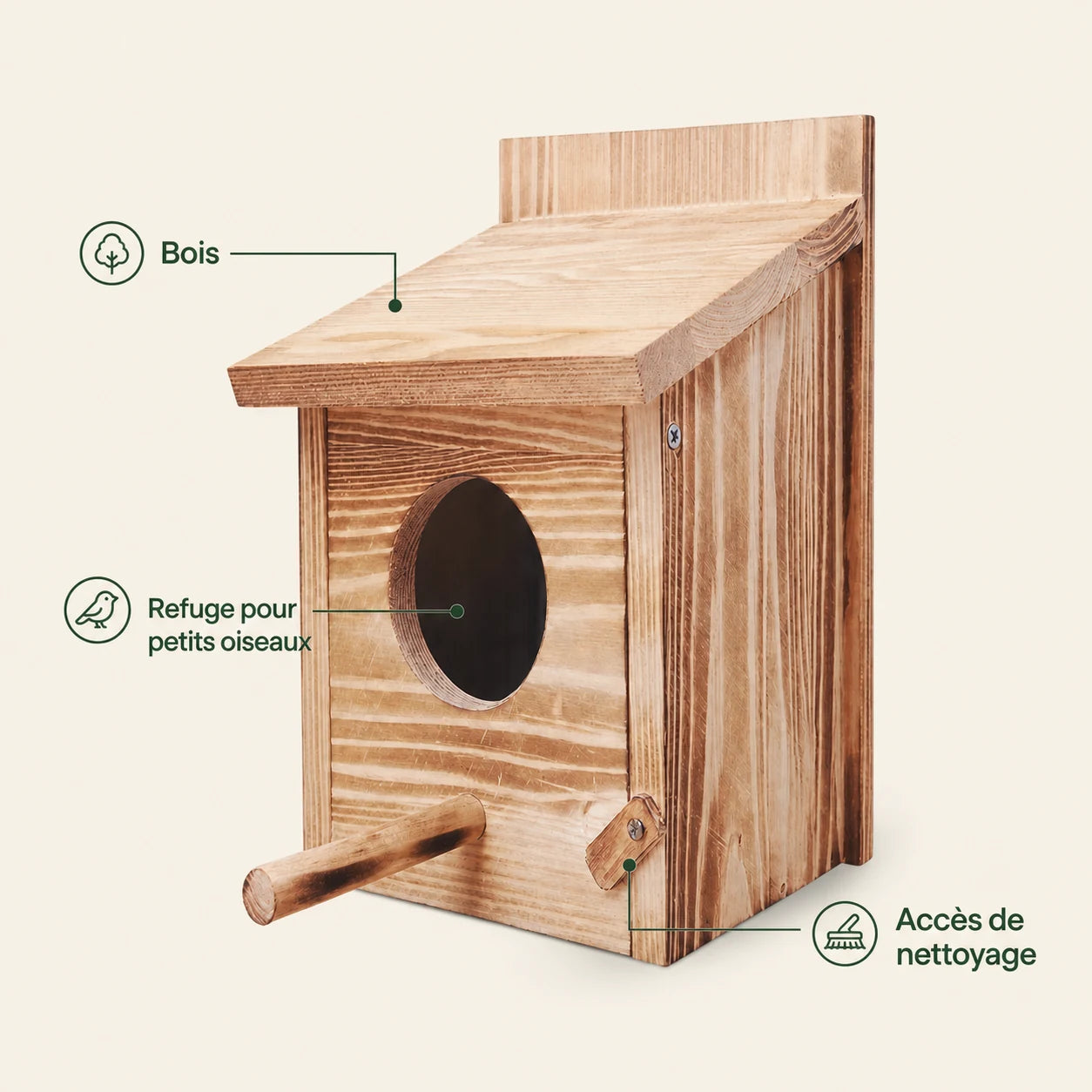 Nichoir en bois à entrée de 60 mm — photo 4