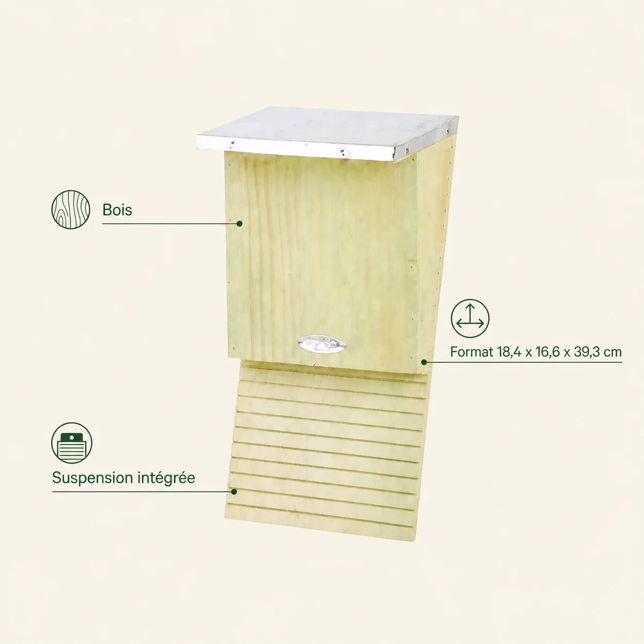 Nichoir chauve-souris en bois avec toit en zinc — photo 4