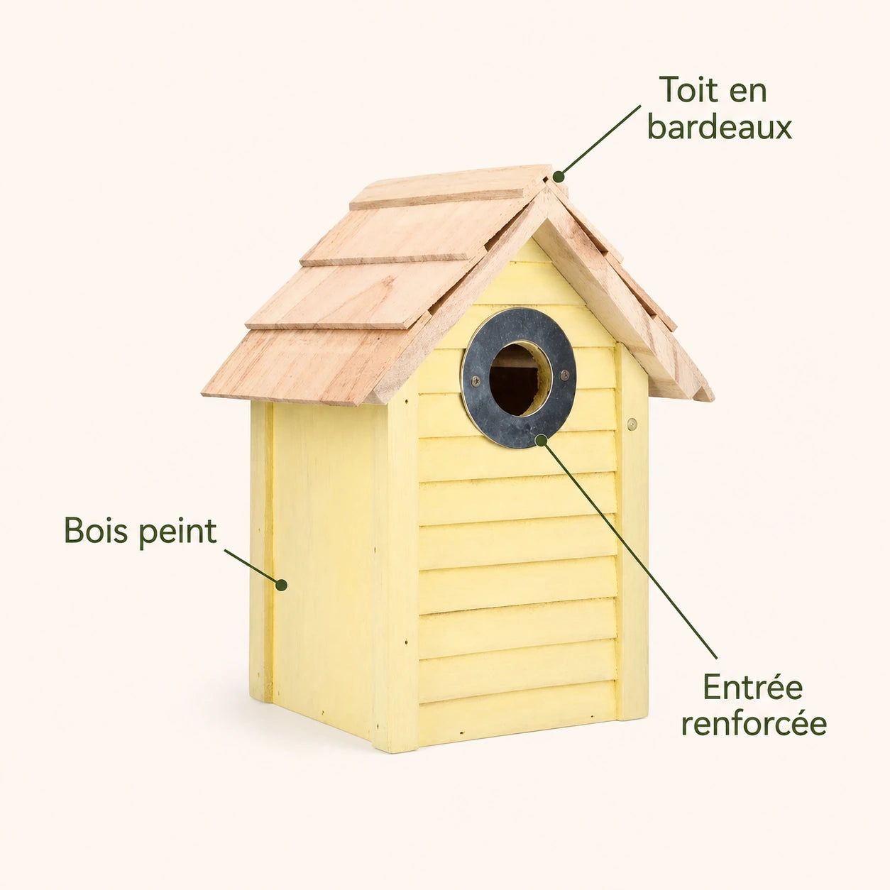 Nichoir jaune à toit de bardeaux — photo 4