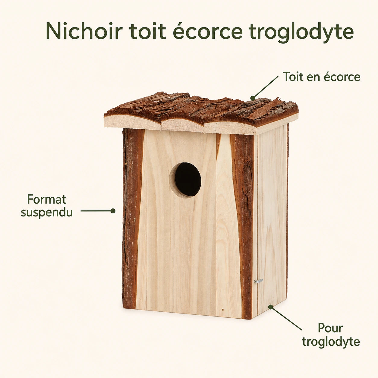 Nichoir suspendu à toit en écorce — photo 4