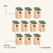Lot de 10 nichoirs en sapin vert format 12 × 12 × 22 cm — photo 4