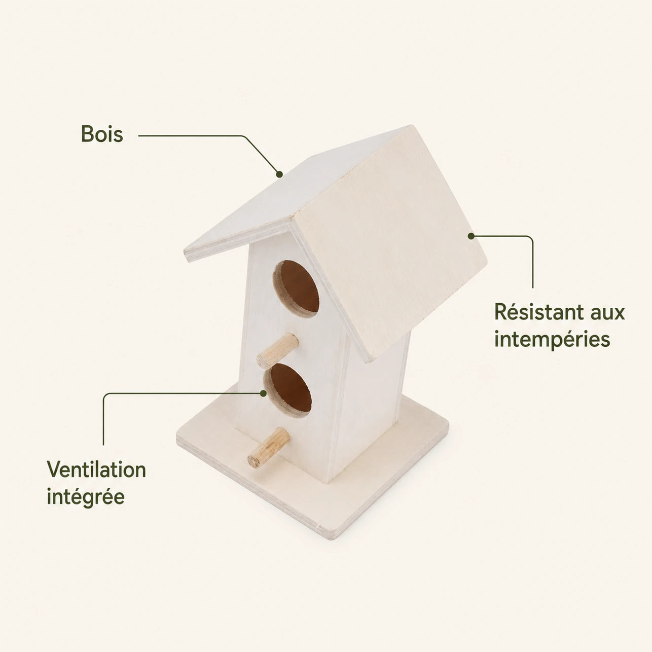 Nichoir suspendu en bois blanc — photo 4
