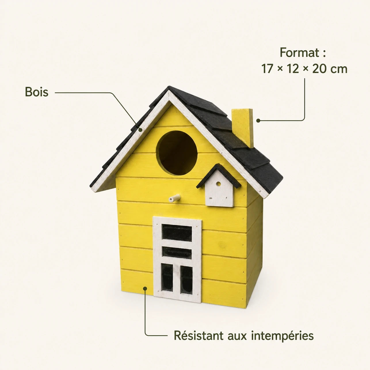Nichoir suspendu en bois format 17 × 12 × 20 cm — photo 4