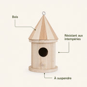 Nichoir cylindrique en bois à toit pointu — photo 4