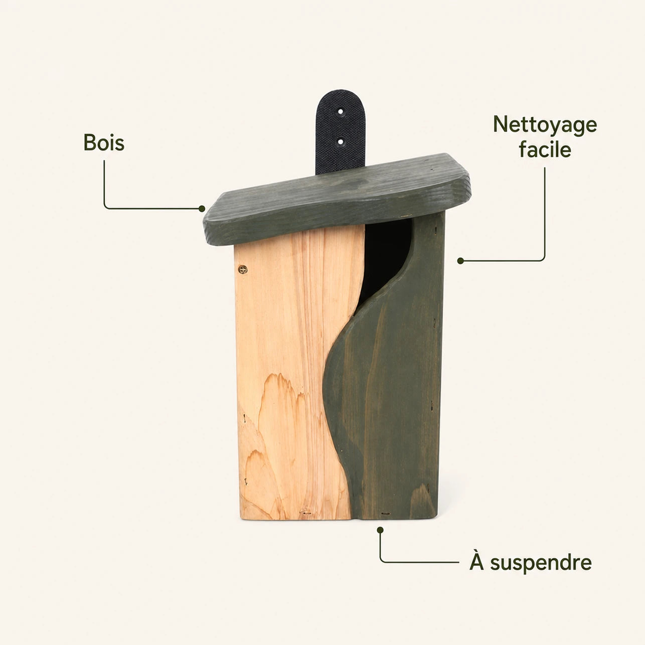 Nichoir en bois à montant vert — photo 4