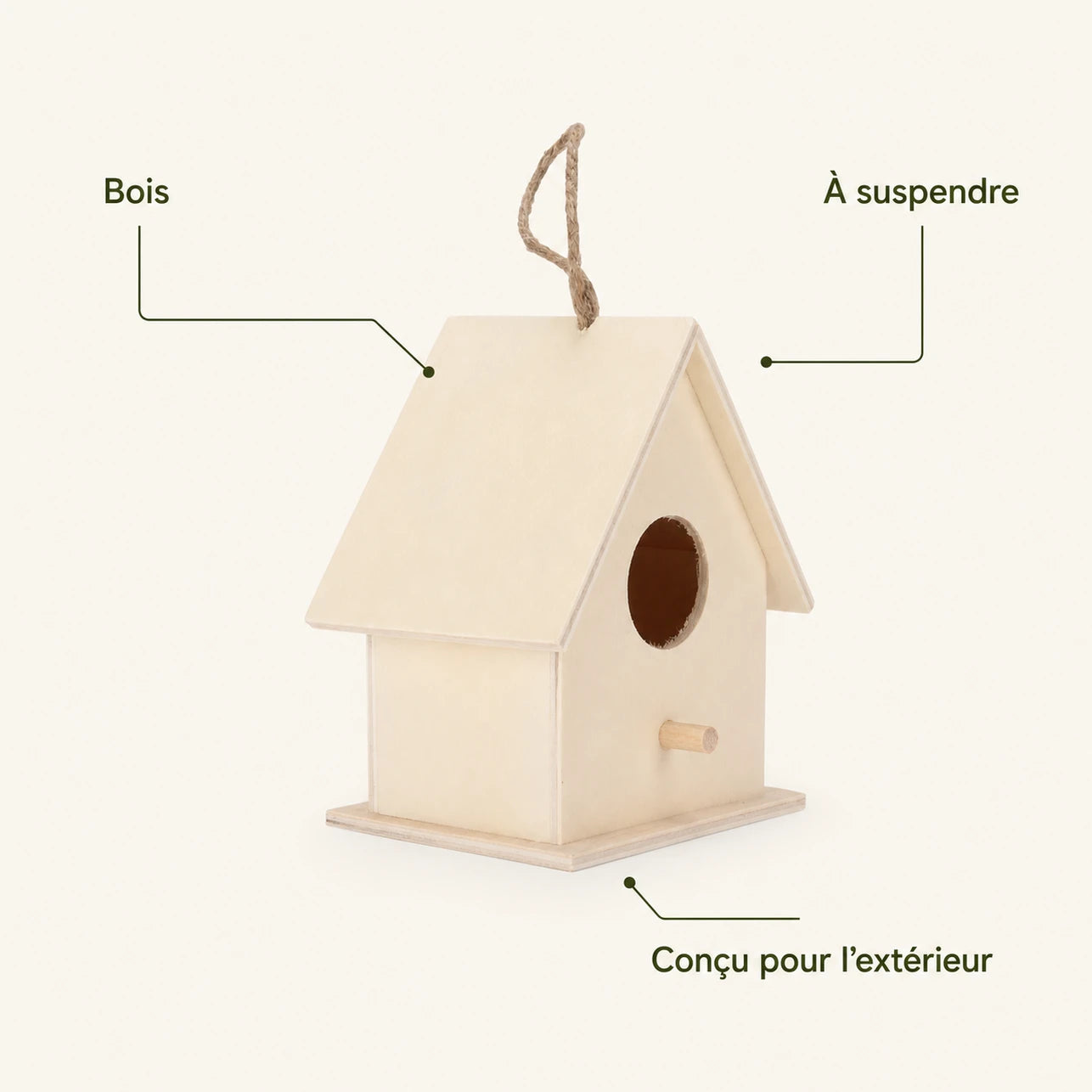 Nichoir en bois clair à double ouverture — photo 4