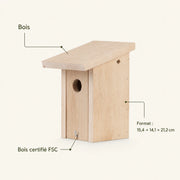 Nichoir en bois beige format 15,4 × 14,1 × 21,2 cm — photo 4