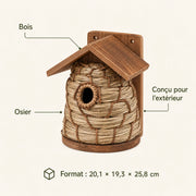 Nichoir en osier marron format 20,1 × 19,3 × 25,8 cm — photo 4