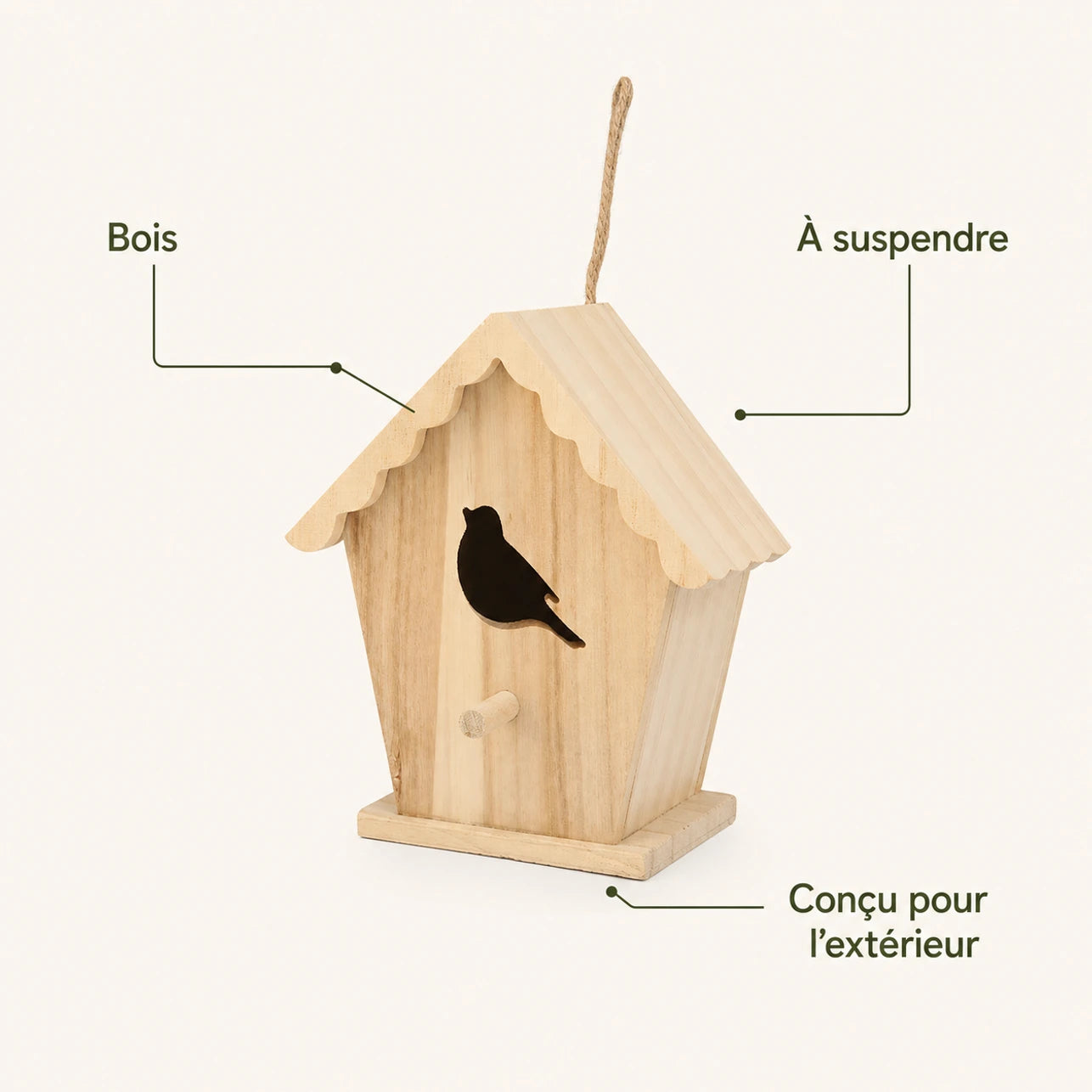Nichoir en bois clair à toit festonné — photo 4