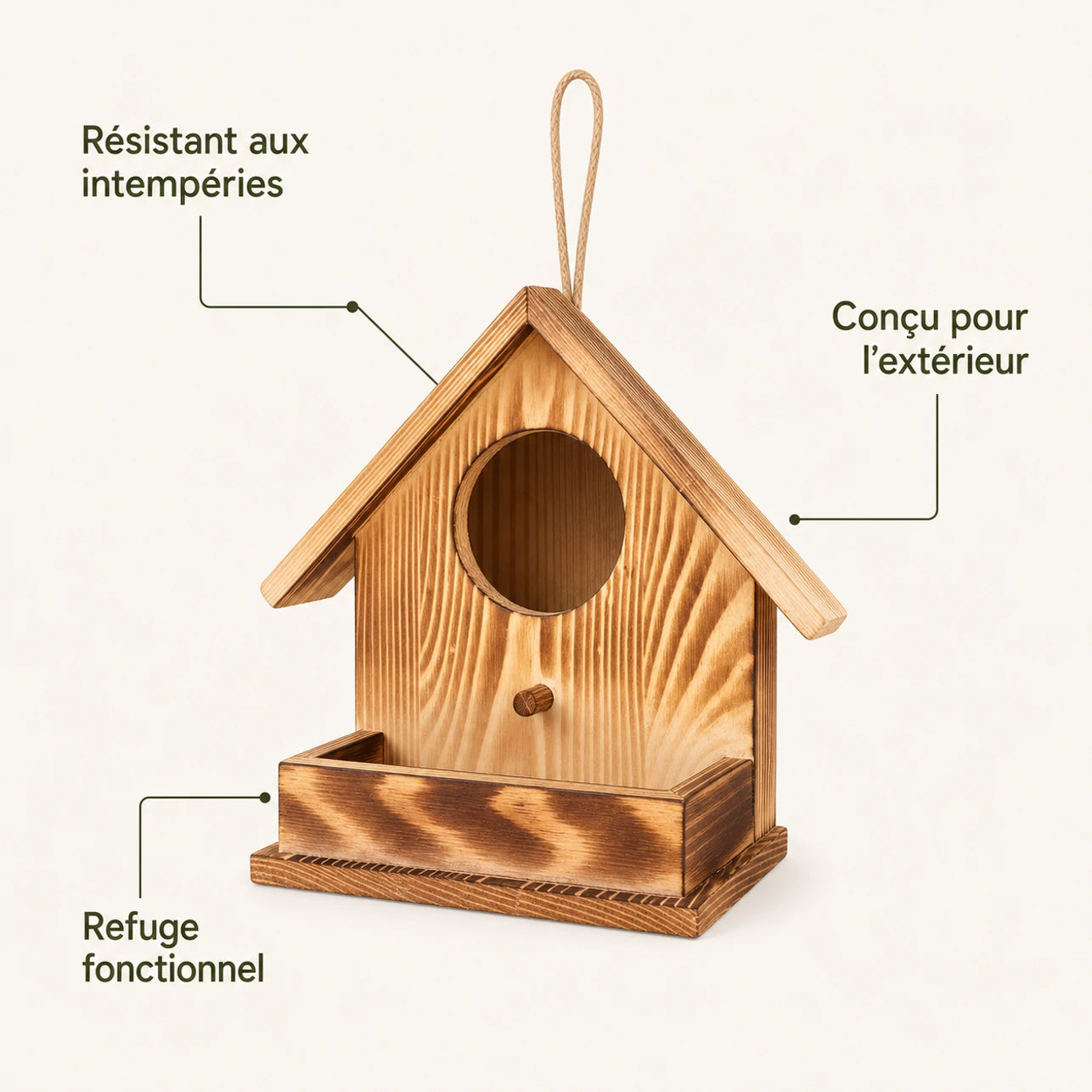 Nichoir observatoire en bois à plateforme frontale — photo 4
