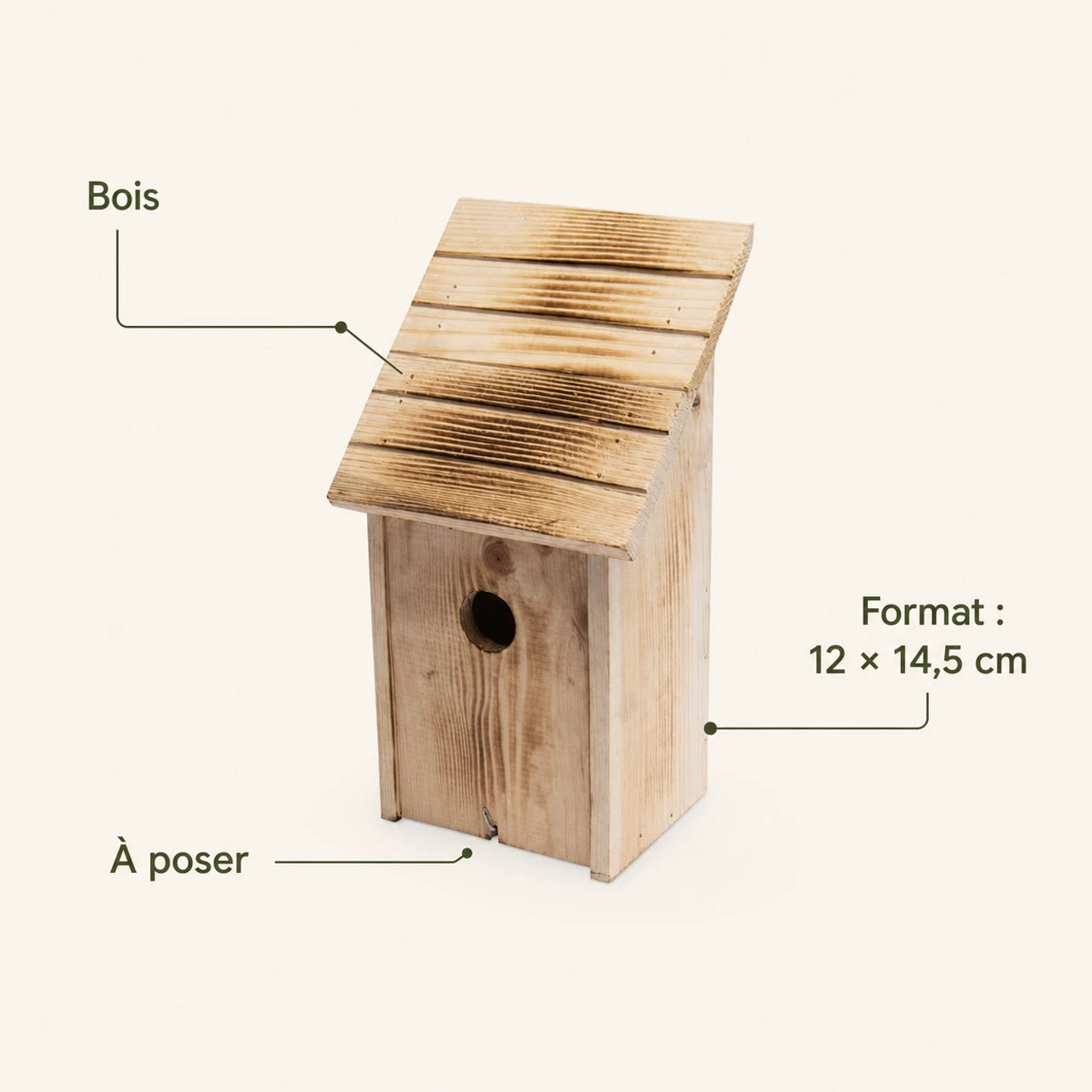 Nichoir en bois marron format 12 × 14,5 cm — photo 4