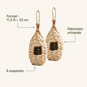Lot de 2 nichoirs suspendu beige format 11,5 × 22 cm — photo 4