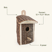 Nichoir style rustique en bois marron format 12 × 11,5 × 18 cm — photo 4