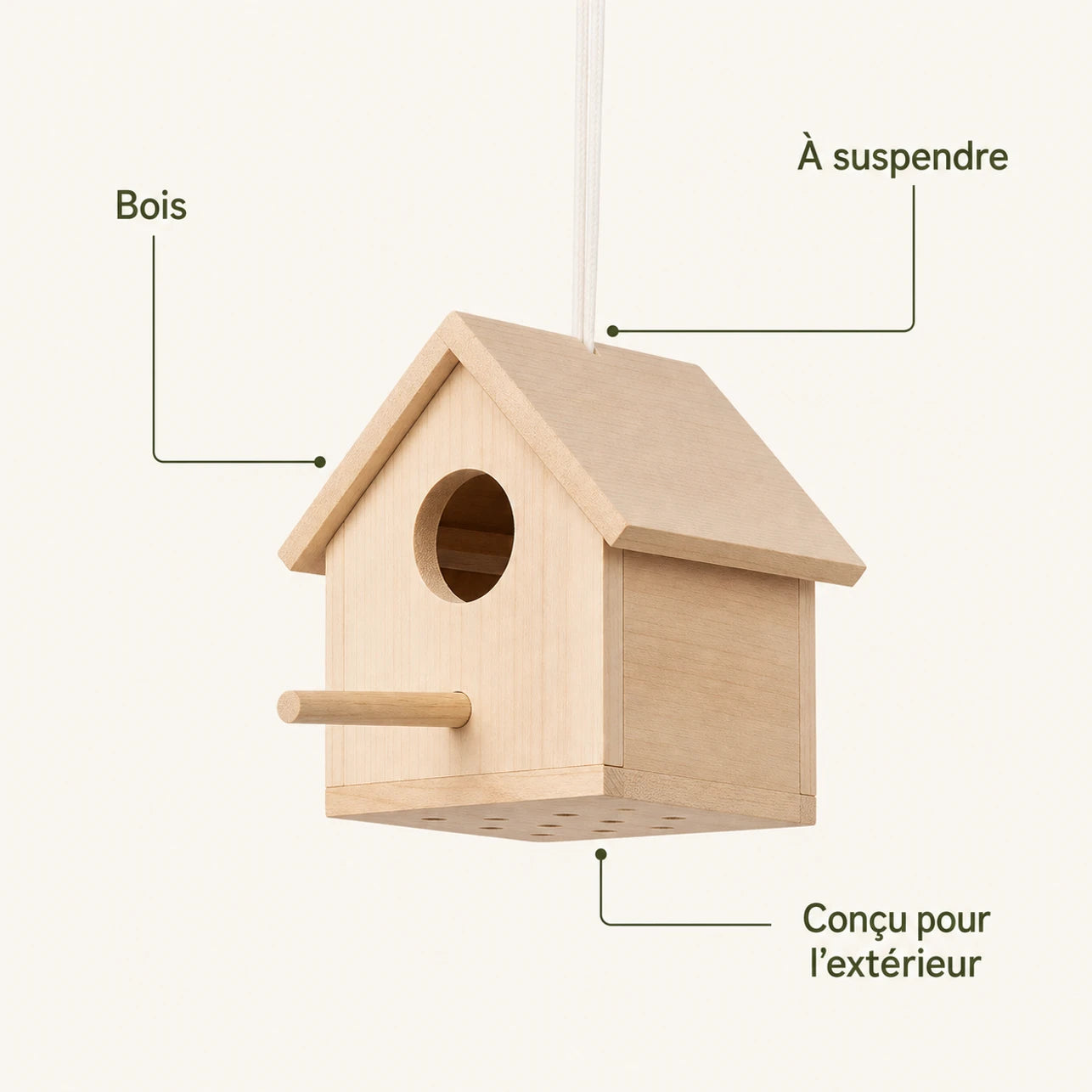 Nichoir en bois à côté ouvert et perchoir — photo 4