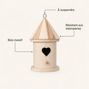 Nichoir cylindrique en bois à ouverture cœur — photo 4