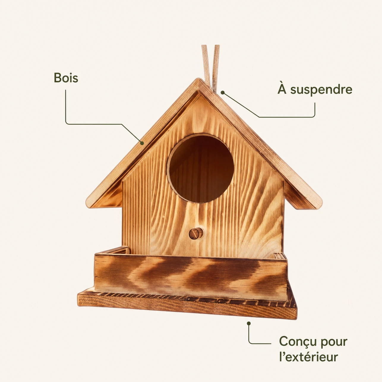 Nichoir en bois marron clair — photo 4