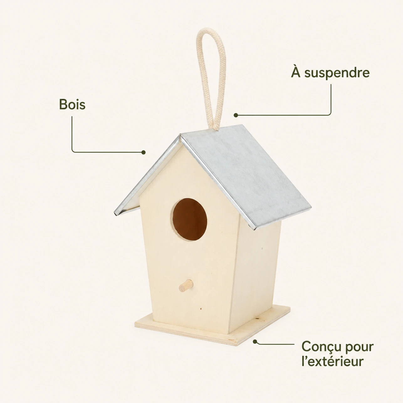 Nichoir style rustique en bois beige — photo 4