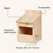Nichoir en sapin marron format 20 × 12 × 15,5 cm — photo 4